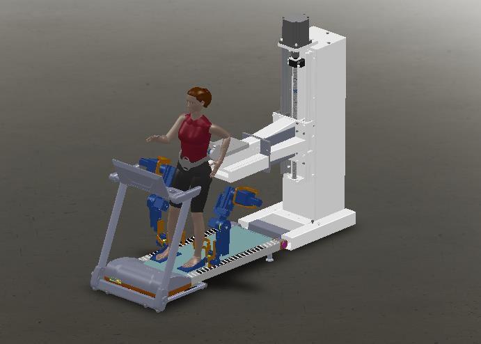 基于SW平板运动的外骨骼式下肢康复机器人（重力减重系统）设计（含三维图及CAD图纸）